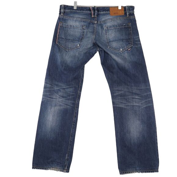 HUGO BOSS Selvedge-2 Men's Distressed Button Fly Straight Fit Denim Jeans 36X30 - Picture 14 of 16